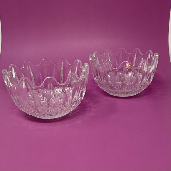 Vintage 2 pc clamshell crystal cut glass candy dish - two serving dishes in one - Picture 6 of 6